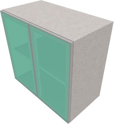 Glastürenschrank SOLUS PLAY von Schäfer Shop, Ceramic Grey, mit satinierten Glastüren und Push-to-Open, B: 80 cm, T: 44 cm, H: 74,8 cm - Bild 1