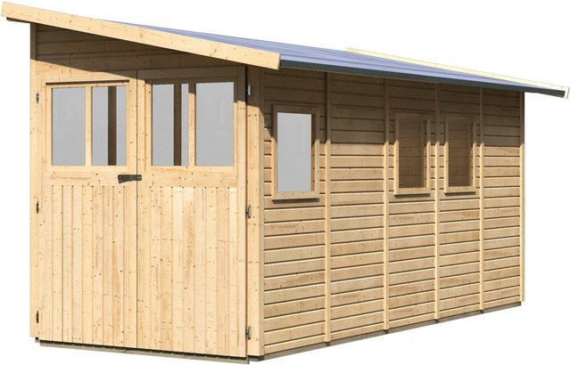 Karibu Gartenhaus WANDLITZ 5 Anlehnschuppen aus nordischer Fichte, Pultdach, braun, B: 442 cm, T: 181 cm, H: 189 cm - Bild 1