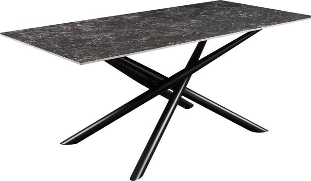 Mömax Esstisch David in Grau und Schwarz mit Keramikplatte und Metallgestell, B/T/H: 180 x 76 x 71 cm - Bild 1