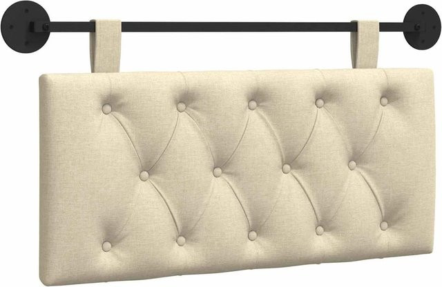 vidaXL Hängendes Kopfteil in Beige aus Stoff, Modernes Polsterteil für Schlafzimmer, Breite: 90 cm, Höhe: 55 cm, Tiefe: 7 cm - Bild 1
