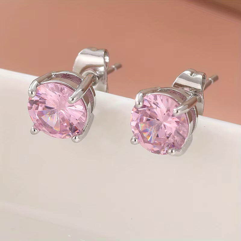 Ohrstecker rosa synthetische Edelstein, Zirkonia, Damen - Bild 2