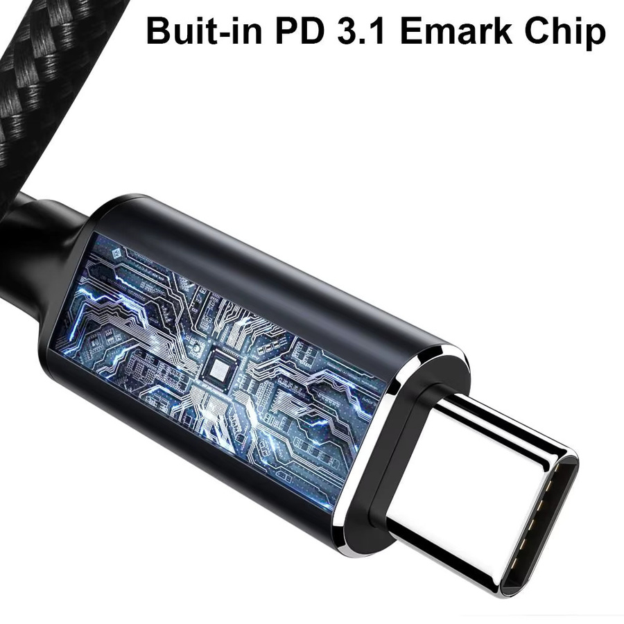 USB Typ-C zu DC Konverterkabel 140W mit Emark Chip für HP, Dell und Asus, 20V 7A, 5,5 x 2,5 mm, Länge: 180 cm, Schwarz - Bild 3