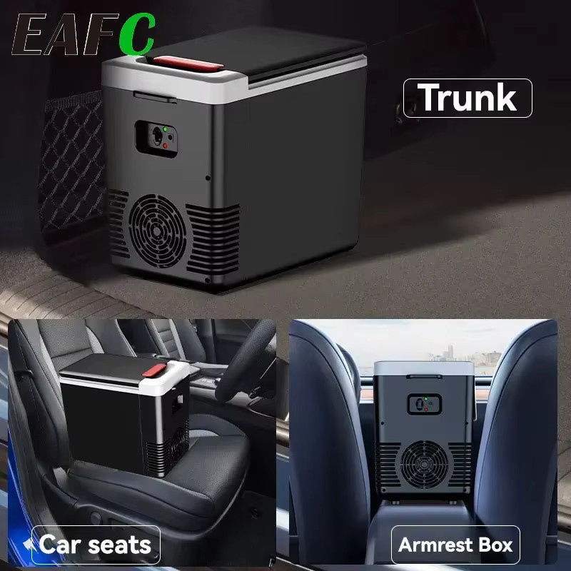 EAFC 3-in-1 Tragbarer Mini-Kühlschrank 10L in Schwarz für Auto und Zuhause mit Kühl- und Wärmefunktion, B/T/H: 28,5 x 33,5 x 28,5 cm - Bild 4