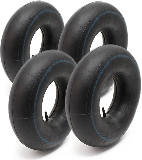 Wiltec 4er Set Standard Schlauch Reifen 3.50-3 in Schwarz für Schubkarren und Sackkarren mit 130kg Tragkraft - Bild 1