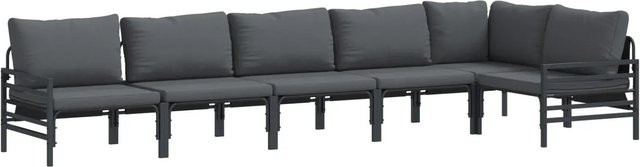 vidaXL 6-tlg. Garten-Sofa-Set Anthrazit aus pulverbeschichtetem Stahl mit Polstern - Bild 1