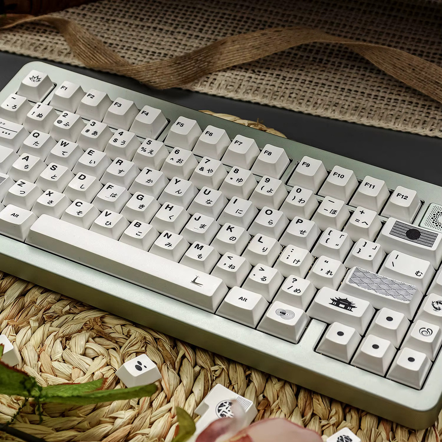 Venit Keys Tempel Tastenkappen in Weiß, 144 Stück PBT Keycaps im Cherry-Profil für mechanische MX-Tastaturen - Bild 2