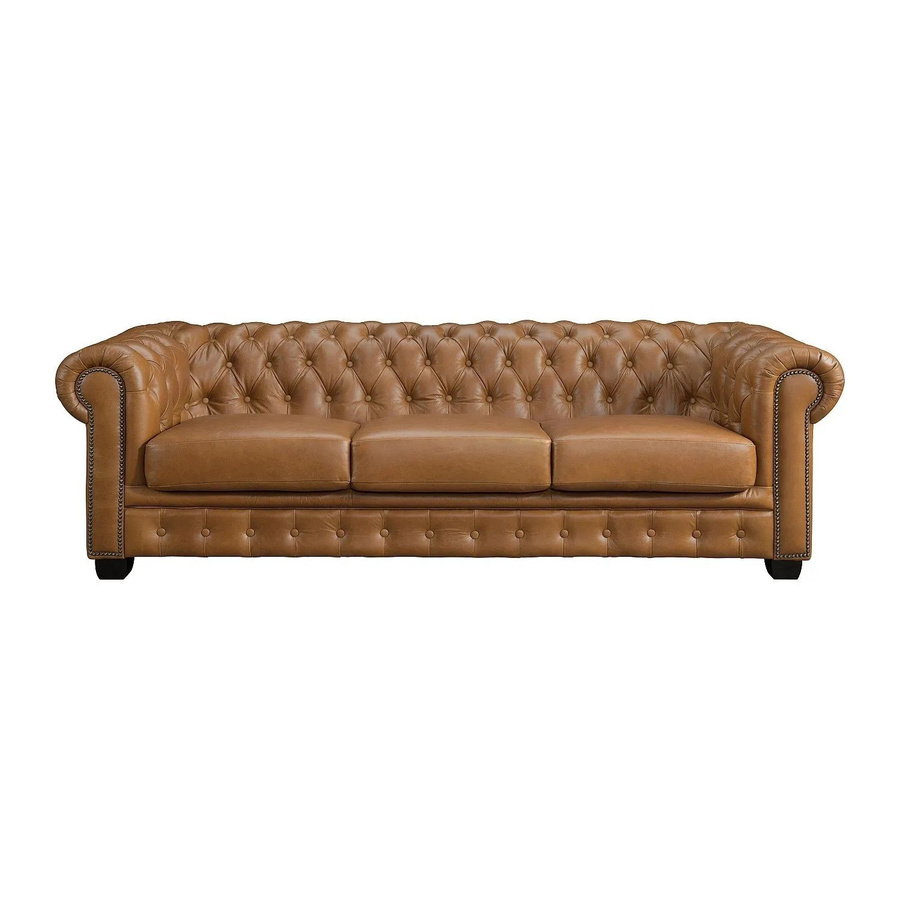 Vente-unique Chesterfield Sofa Brenton aus Büffelleder in Kamelbraun, Breite: 240 cm - Bild 2