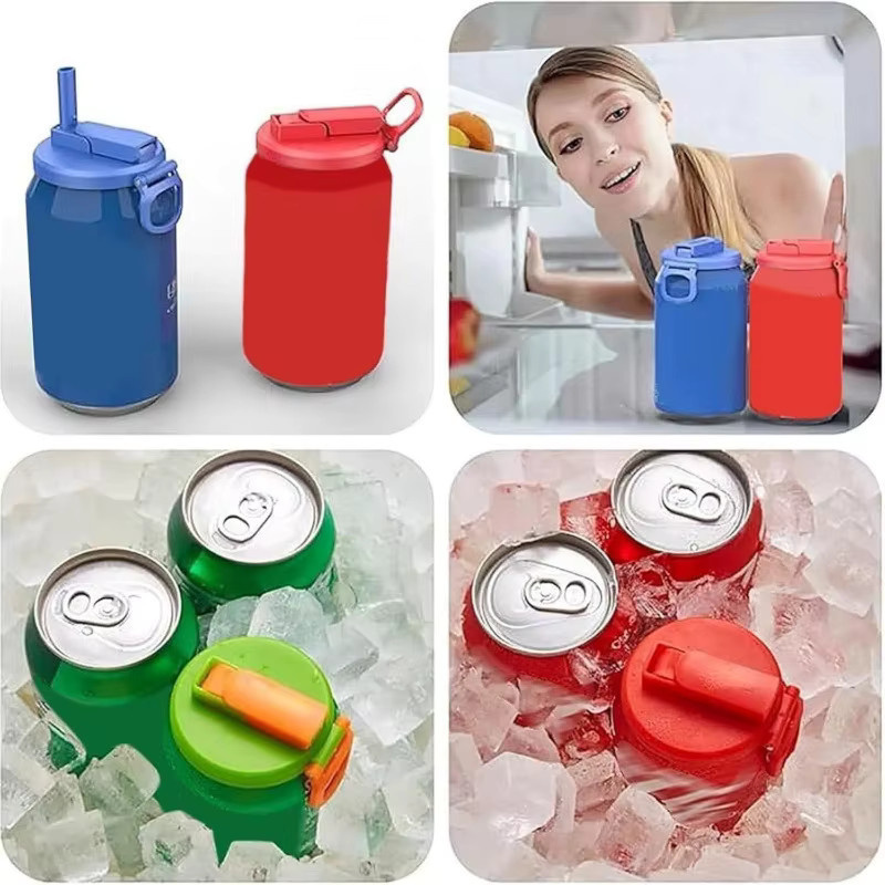 Tragbare Getränkedosendeckel aus Silikon, wiederverwendbar, für Bier und Saft, Farben: Grau, Weiß oder Mehrfarbig - Bild 2