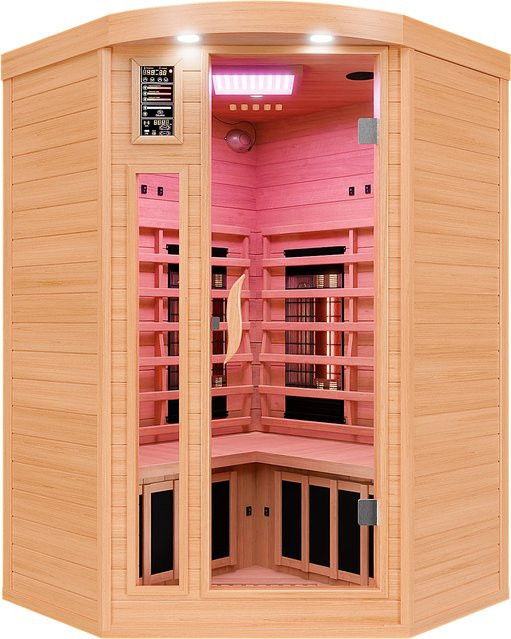 Dewello Infrarotkabine Lakefield Pro Infrarotsauna aus Hemlock-Zeder in Braun B: 120 cm, T: 120 cm, H: 190 cm - Bild 1