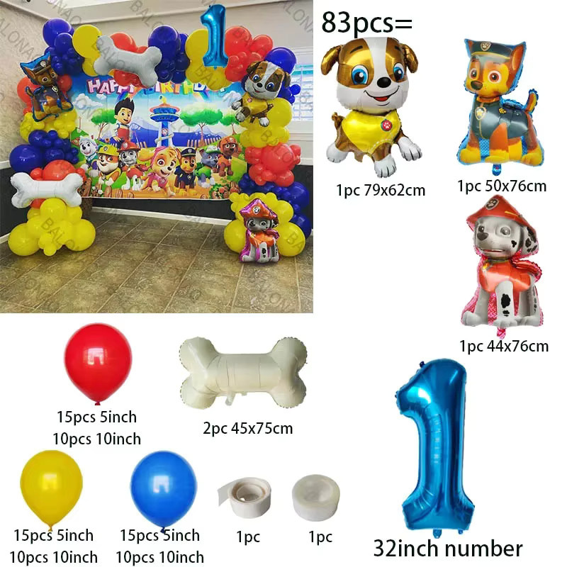 Paw Patrol Luftballon Set mit 83 Stück für die Geburtstagsparty Dekoration im Hundethema, Mehrfarbig - Bild 2