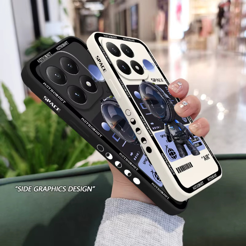 Silikon Handyhülle mit Astronauten-Design für Xiaomi Redmi Serie in Weiß - Bild 2