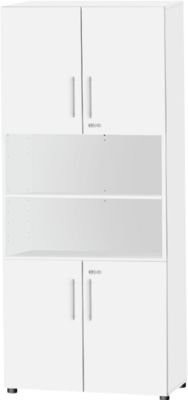 Schäfer Shop Select Kombischrank Start Off mit 6 offenen und 4 geschlossenen Fächern, abschließbar, weiß, B: 80 cm, T: 42 cm, H: 224 cm - Bild 1
