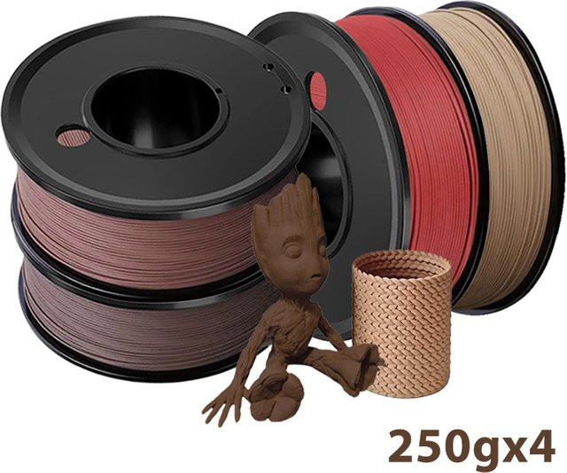 3D Maliang PLA Filament 1,75 mm für FDM 3D-Drucker, 1 kg (4 x 250 g), Farben: Sand und Braun - Bild 1