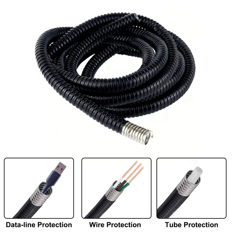 Flexibles Wellrohr aus Edelstahl 304 mit PVC-Beschichtung für den Kabelschutz, Schwarz, Länge: 3 m, Durchmesser: 4 mm bis 20 mm - Bild 2