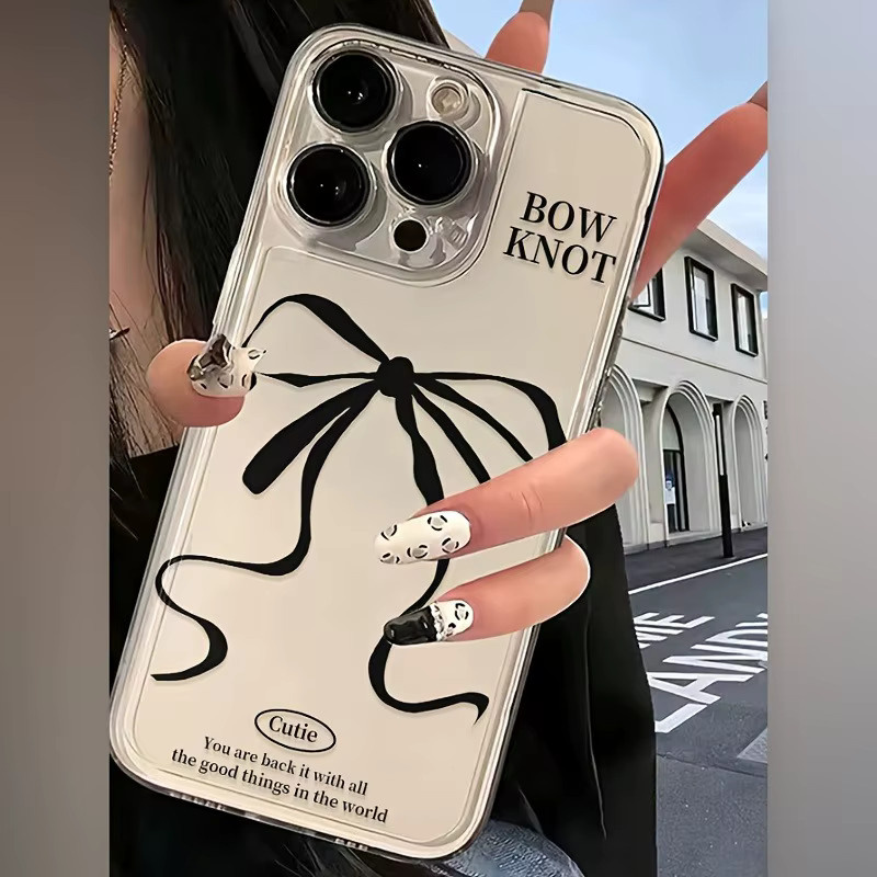 New Space Transparente TPU-Handyhülle mit schwarzem Schleifenmuster für iPhone 11 bis iPhone 17 Pro Max - Bild 2