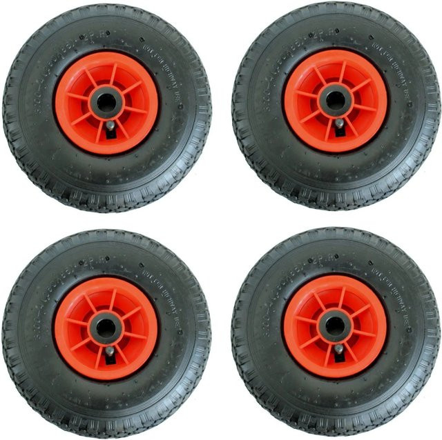 4er-Set TRUTZHOLM Sackkarrenrad Luftrad in Rot, Durchmesser: 26 cm, Breite: 8,5 cm, Achslänge: 7,5 cm - Bild 1