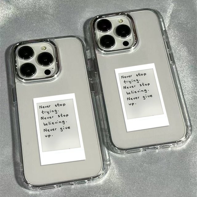 Transparente Handyhülle mit Never Give Up Design für iPhone 11 bis iPhone 17 Pro Max und SE2 - Bild 1