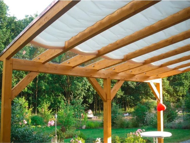 Floracord Sonnensegel rechteckig aus Polyester in Elfenbein mit Laufhaken und Stopper, Breite: 330 cm, Tiefe: 88 cm - Bild 1