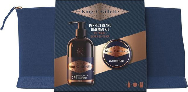 Gillette King C. Geschenkset für Herren, Bartshampoo 350 ml, Bartbalsam 100 ml