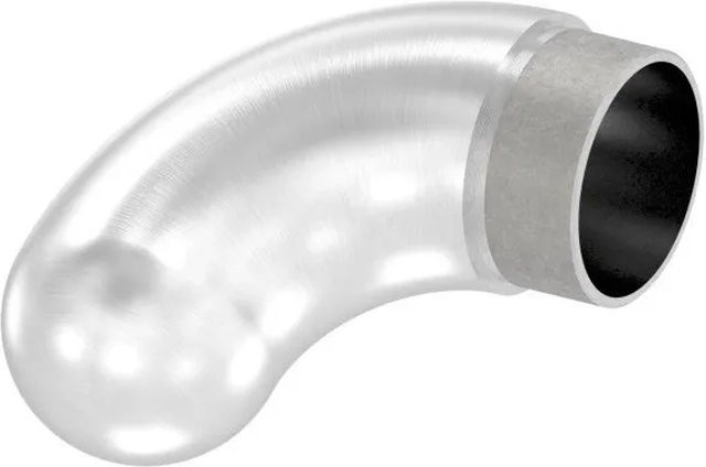 FeNau Endbogen aus V2A Edelstahl für Rohr Ø 48,3 x 2,0 mm, 90 Grad Halbrund zum Stecken, Farbe Silber - Bild 1
