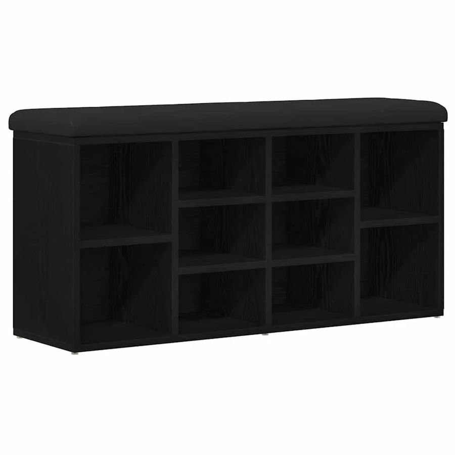 vidaXL Schuhbank in Schwarz und Eichen-Optik aus Holzwerkstoff, B/T/H: 102 x 32 x 50 cm - Bild 2