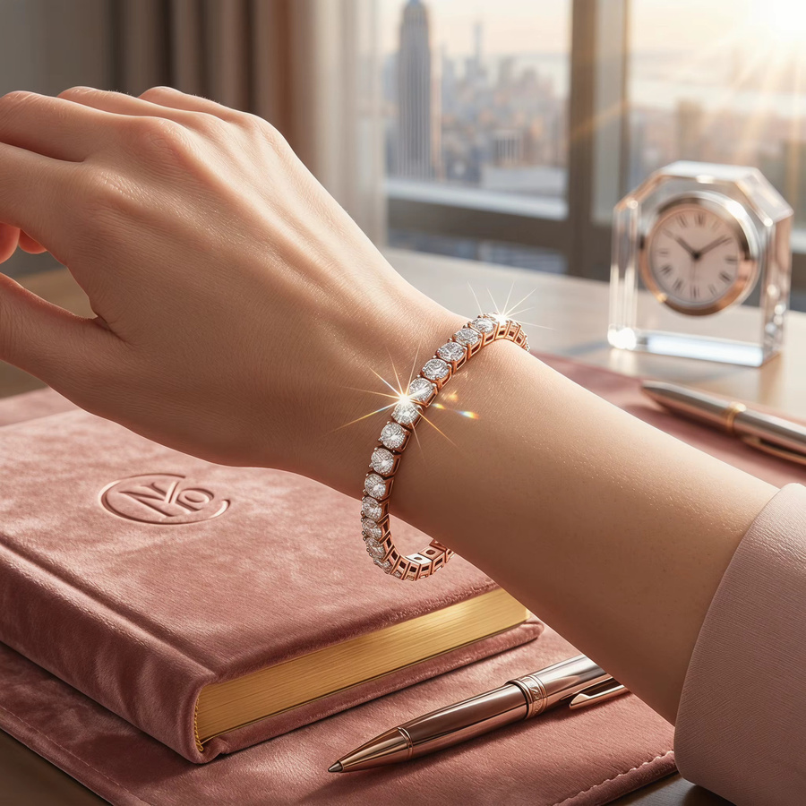 Wing of dream Tennis-Armband, 925 Silber, Roségold plattiert, Zirkonia, Damen - Bild 2
