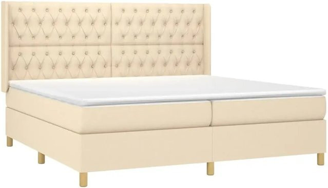 vidaXL Boxspringbett mit Matratze und LED-Beleuchtung in Creme, B/T/H: 200 x 200 x 118 cm - Bild 1