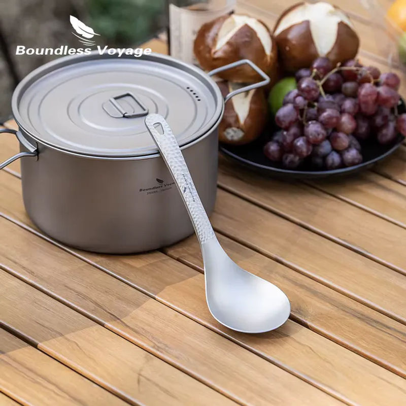 Boundless Voyage Titan-Suppenlöffel Ti1039T Schöpfkelle mit Loch in Silber - Bild 4
