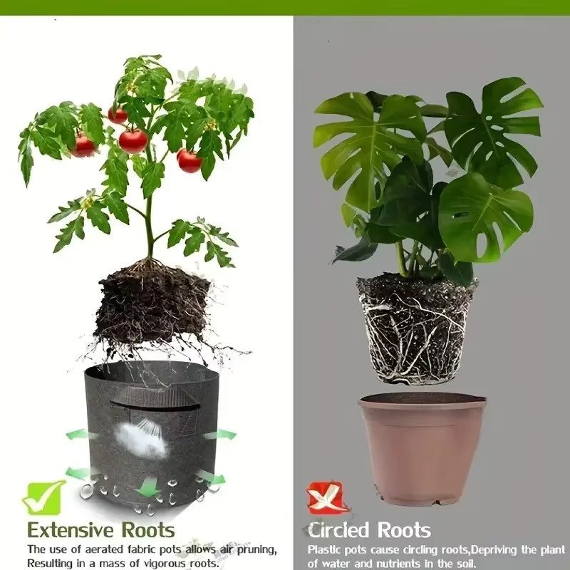 Schwarzer Pflanzsack aus Filz für Gemüse und Blumen im Garten oder zu Hause - Bild 5