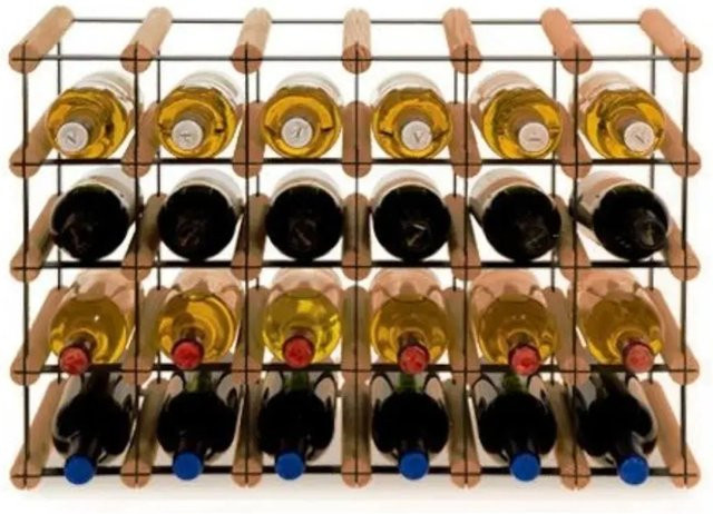 PROREGAL Modulares Weinregal Vinotega Mod Metal aus massivem Kiefernholz, Braun geölt, H x B x T: 42,5 x 62,5 x 24,5 cm - Bild 1
