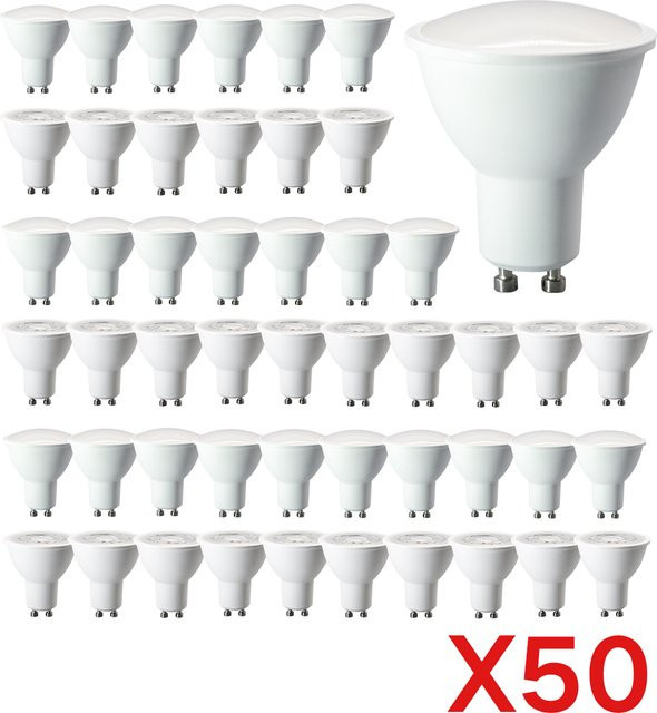 50er Set GU10 LED Spotlichter, flimmerfrei, Warmweiß bis Kaltweiß, Ra80, Farbe Weiß - Bild 1