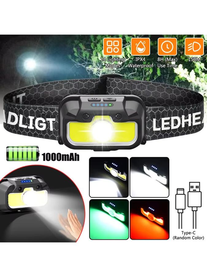 VASTFIRE LED-Hochleistungs-Stirnlampe mit Bewegungssensor und Typ-C-Aufladung für Wandern, Angeln und Camping - Bild 7
