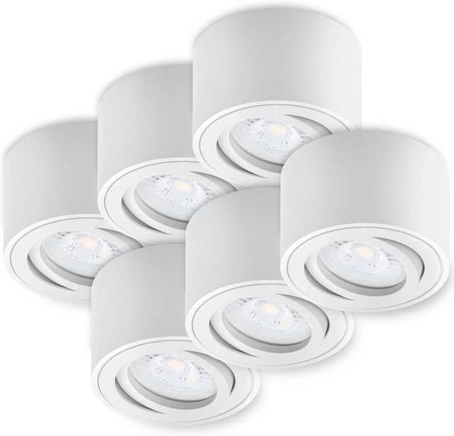 Oktaplex 6er Set Aluminium Deckenspots Lile S Schwenkbar mit LED-Modulen Warmweiß 3000K in Weiß - Bild 1