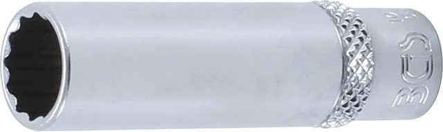 BGS Steckschlüssel Einsatz Zwölfkant Tief, Antrieb 1/4 Zoll, Schlüsselweite 10 mm, Farbe Silber - Bild 1