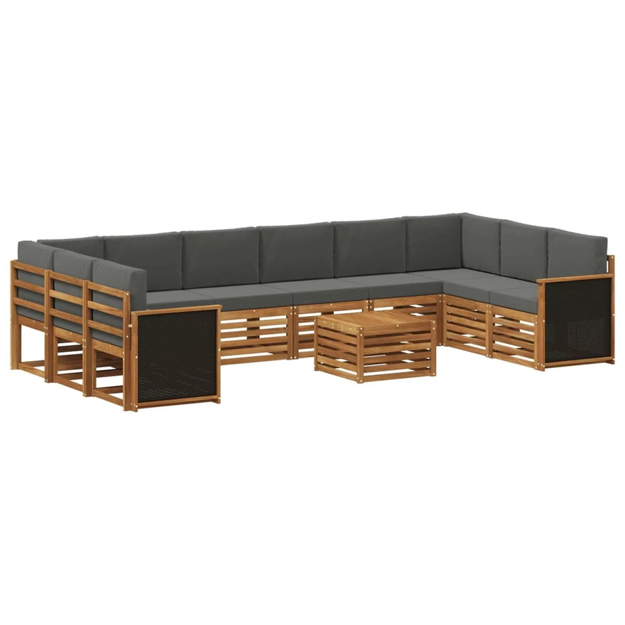 vidaXL Outdoor-Sofagarnitur L-Form aus Akazienholz mit 8 Kissen in Anthrazit und Natur - Bild 2