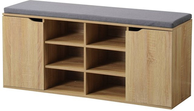 Kesper Schuhschrank mit Sitzkissen aus Spanplatte in Eiche, B/H/T: 103 x 48 x 30,5 cm - Bild 1