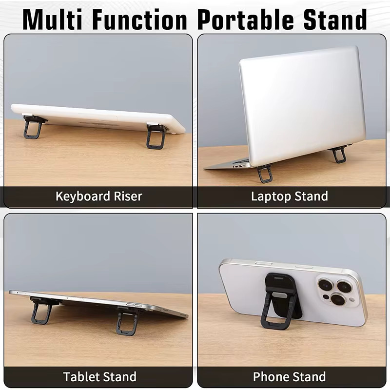 HAPPORIA Mini Faltbarer Laptop-Ständer in Schwarz, 2 Stück Tragbare Laptop-Riser mit Selbstklebender Befestigung, Verstellbare Kühlständer für MacBook und Schreibtisch - Bild 6