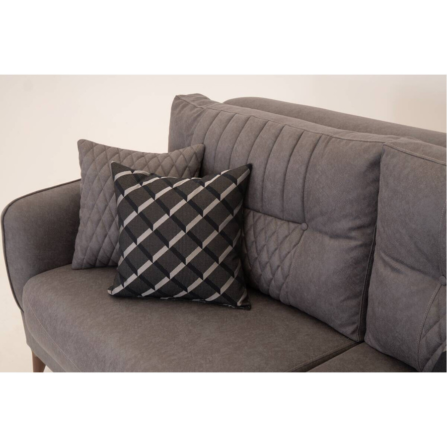 Sofa-Set Mislina 3-2-1 in Blaugrau aus Microfaser mit Schlaffunktion und Auszugsschublade - Bild 3