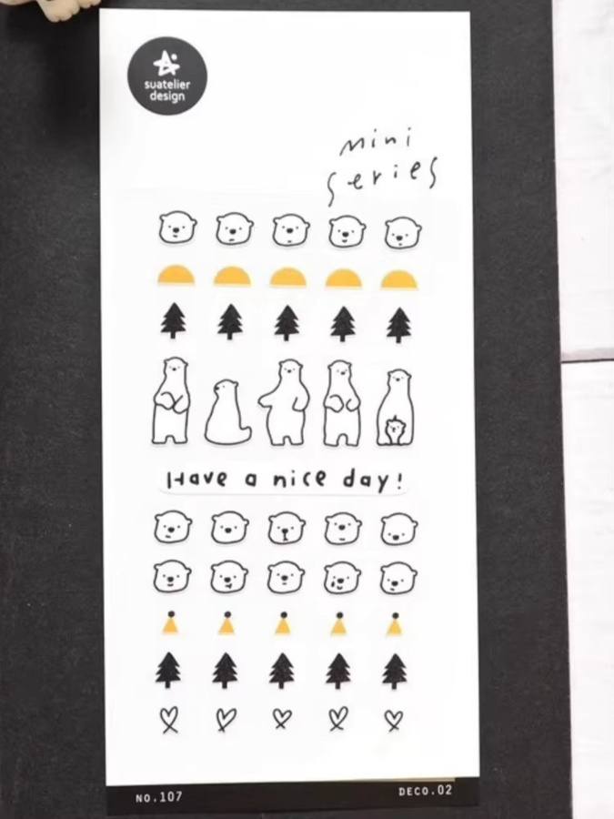 Suatelier Mini Eisbär Wald Papier Aufkleber Multicolor für Scrapbooking und Journaling - Bild 3