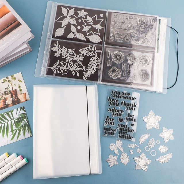 Transparentes Aufkleber- und Fotoalbum mit 20 Seiten als Organizer für Stempel und Schneidwerkzeuge - Bild 1