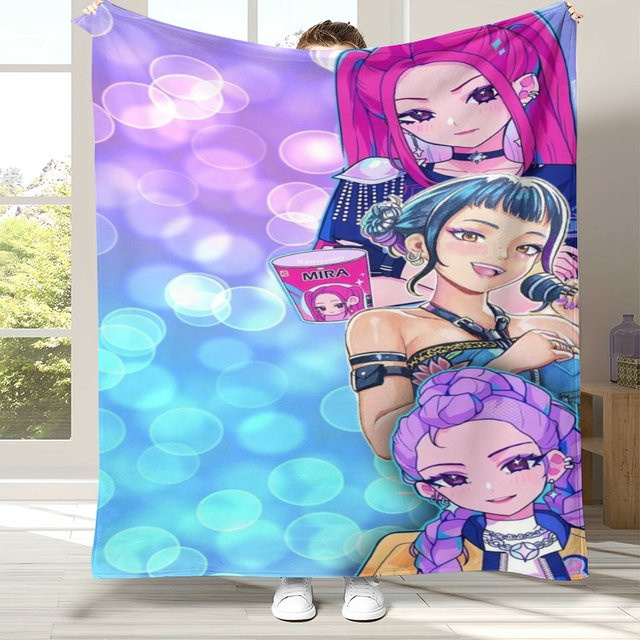 Potdemiel K-Pop Demon Hunters Golden Saja Boys Flanelldecke in Multicolour, ultraweicher warmer Plüschüberwurf - Bild 1
