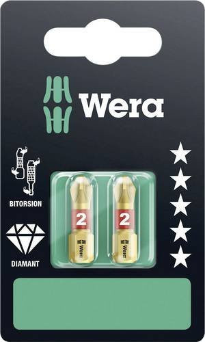 Wera Kreuzschlitz-Bit PH 2 aus diamantbeschichtetem Werkzeugstahl in Silber, 2 Stück - Bild 1