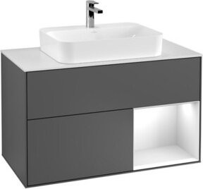 V&B Waschtischunterschrank Finion 100 Wandbeleuchtung in Grau lackiert B/T/H: 100 x 50,1 x 50,1 cm - Bild 1