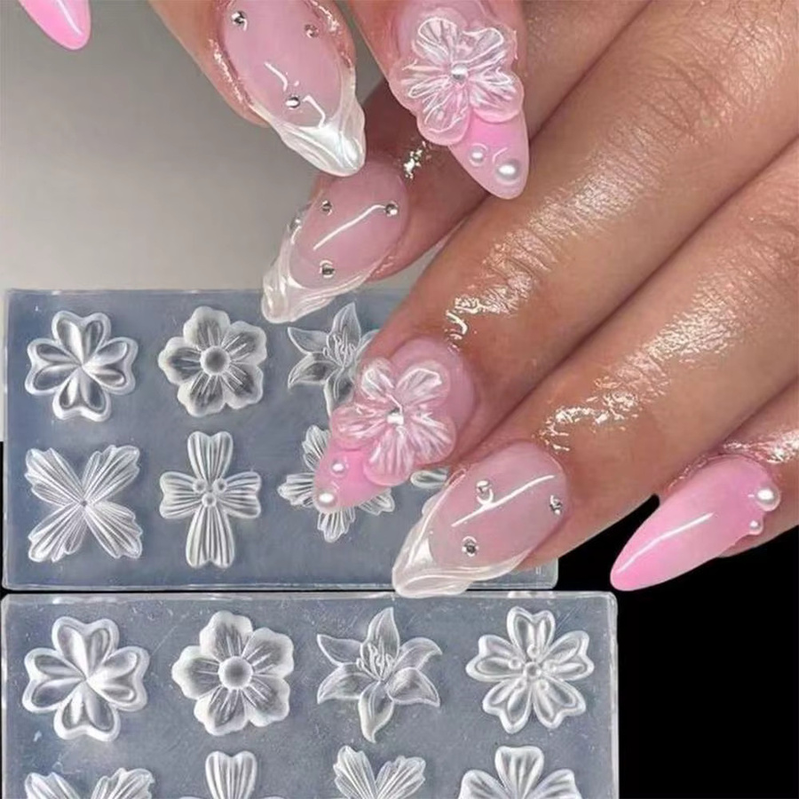 MAFANAILS Nagelschablone 3D Frühlingsblütenblätter, Silikon, 1/2 Stück - Bild 2