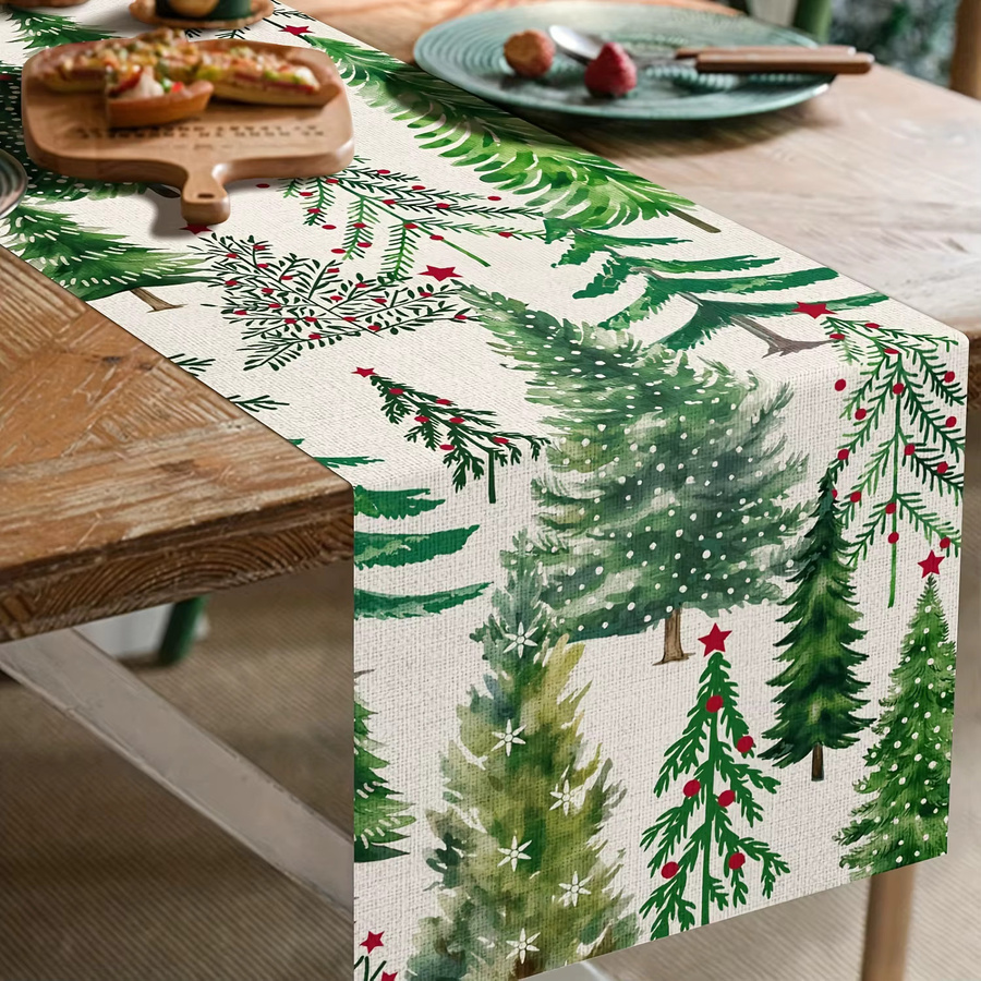 VIKAMA Tischläufer mit Kiefernmuster für Weihnachten zur Dekoration von Esszimmer, Küche und Arbeitsplatte - Bild 4