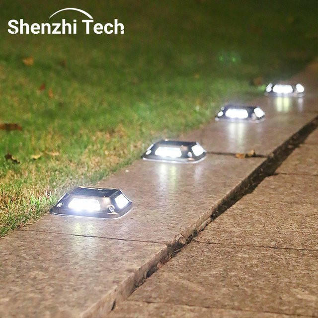 SHENZHITECH Solar LED Außenleuchte Schwarz mit 8 LEDs für Garten, Weg und Treppen, Wasserdicht und Modern - Bild 1