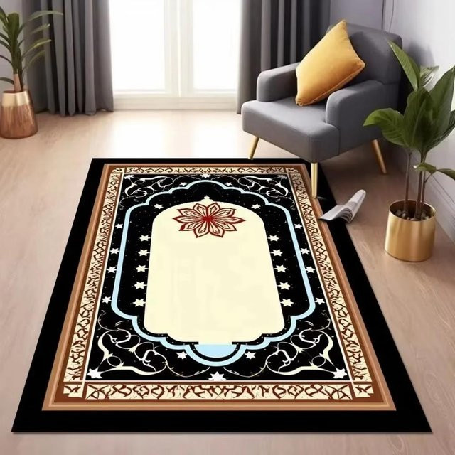 Karpetti Gebetsteppich mit orientalischem Design, Schwarz, B/T: 80 x 50 cm - Bild 1