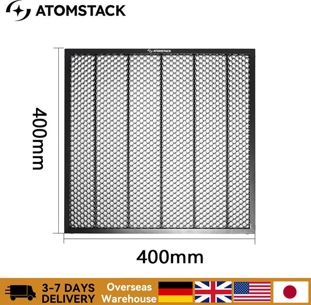 Atomsatck Laserschneid-Wabentisch für CO2- oder Diodenlaser-Graviermaschinen in Schwarz, B/T: 40 x 40 cm - Bild 1