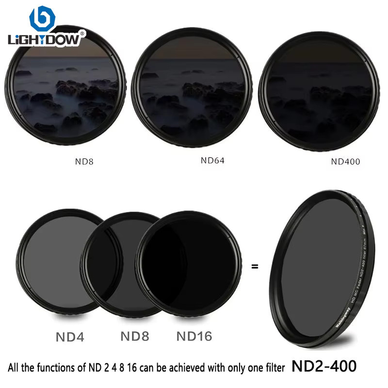 Lightdow ND2-400 Fader Variabler ND-Filter in Schwarz für Canon Nikon Sony Kameraobjektive - Bild 4