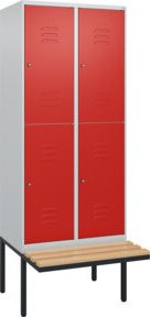 C+P Doppelstock-Spind Classic PLUS Sitzbank mit 2 Abteilen und Zylinderschloss, Buche-Hartholz, B/T/H: 212 x 80 x 81,5 cm - Bild 1